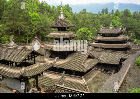 View of palace roofs in Enshi Tusi imperial ancient city in Hubei China Stock Photo