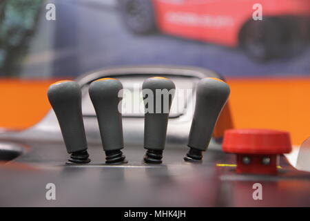 machine handles and joysticks, buttons, switches Stock Photo