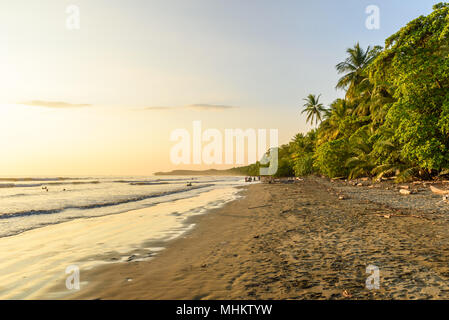 Sunset at paradise beach in Uvita, Costa Rica - beautiful beaches and tropical forest at pacific coast of Costa Rica - travel destination in central a Stock Photo