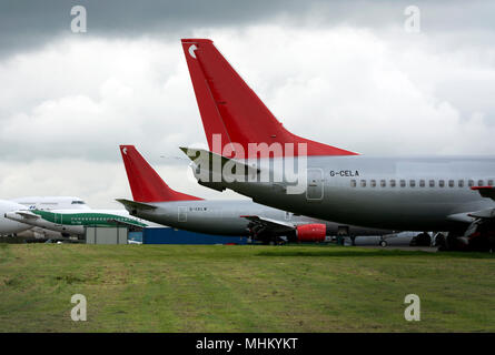 Stored airliners, Cotswold Airport, Kemble, Gloucestershire, England, UK Stock Photo