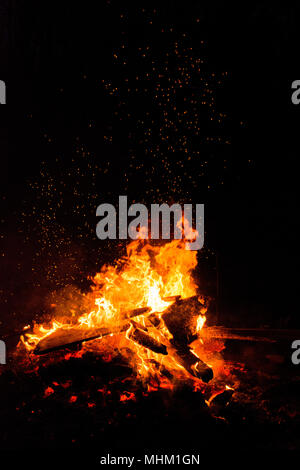 Glowing fire in the night. Stock Photo