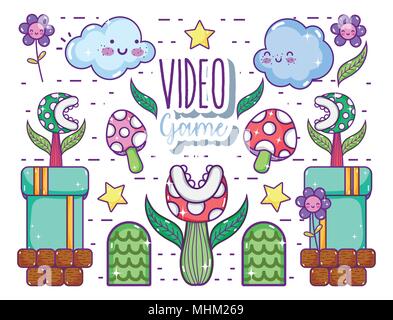 Retro videogames cartoons Stock Vector
