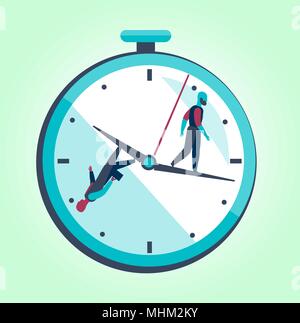 Two men walk around a big clockwork Stock Vector