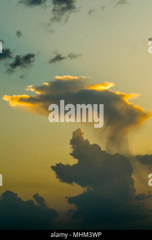 Vertical HDR toned dramatic cloudy sunset sky in Zabrze, Silesian Upland, Poland. Stock Photo