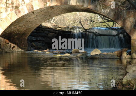 A bridge in Petit Jean State Park is one of many structures built by the Civilian Conservation Corps. Stock Photo
