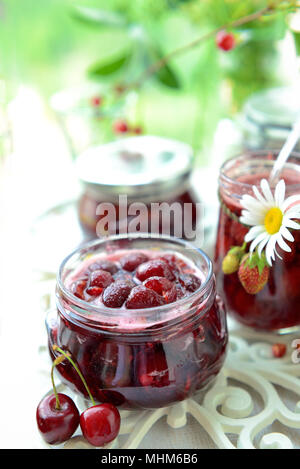 Homemade cherry jam Stock Photo