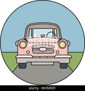 Red vehicle driving in the city Stock Vector