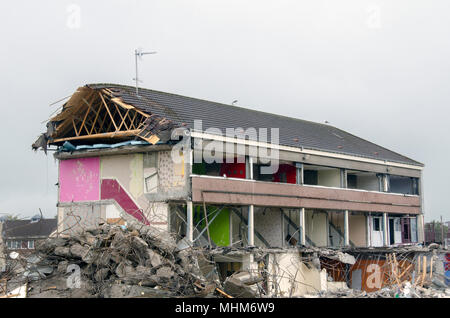 GLASGOW, SCOTLAND -SEPTEMBER 13th 2013: A Toryglen house in the process of getting demolished for regeneration in the local area. Stock Photo