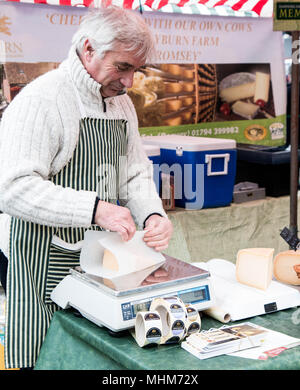 Lyburn cheese at Winchester farmers market - Hampshire Artisan food Stock Photo