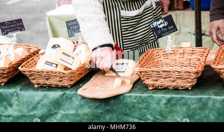 Lyburn cheese at Winchester farmers market - Hampshire Artisan food Stock Photo