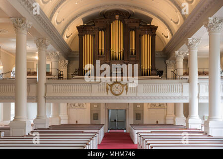 Pipe organ at the Harvard Memorial Church, Cambridge, MA, built by C.B. Fisk, Inc. of Gloucester, MA Stock Photo