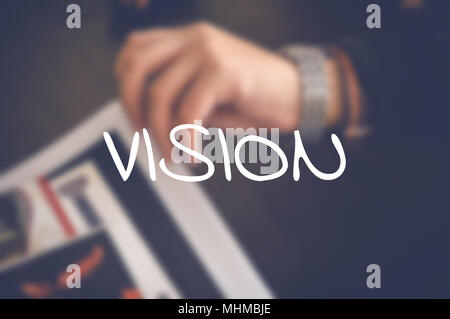 Vision word with business blurring background Stock Photo