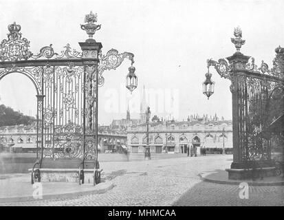 MEURTHE- ET- MOSELLE. Nancy. Place Stanislas et Grilles de Jean Lamour 1900 Stock Photo