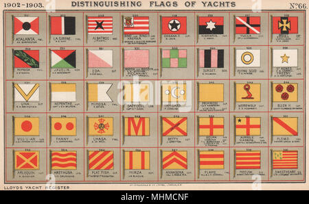 YACHT FLAGS. Red & Yellow. Red, White & Yellow. Green. Blue 1902 old ...