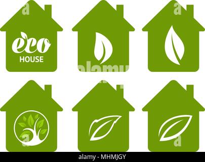 Icon set. Eco house Stock Vector