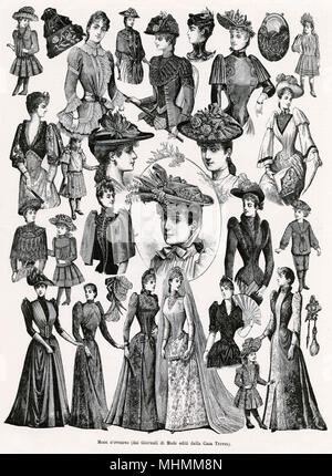 Women & girl's fashion 1890 Stock Photo