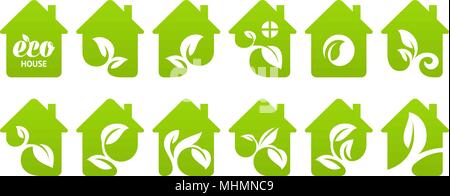 Icon set. Eco house Stock Vector
