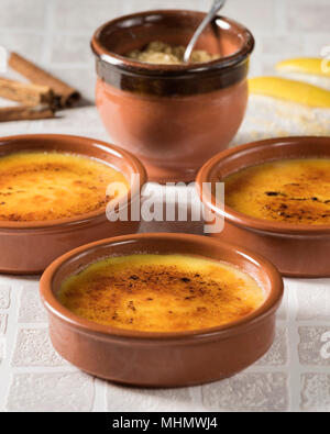 Crema catalana. Traditional dessert Spain. Stock Photo