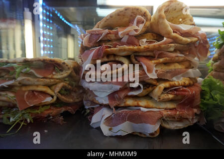 Italian Panini with chips in florence Stock Photo