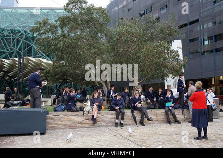 MELBOURNE, AUSTRALIA, AUGUST 16 2017 - Melbourne is the capital and most populous city of Victoria, students and tourist in Cultural Center Stock Photo