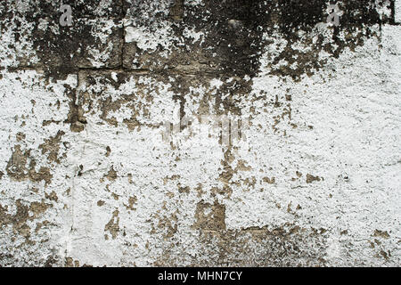 Wall whitewashed by lime in white color, textured background Stock Photo