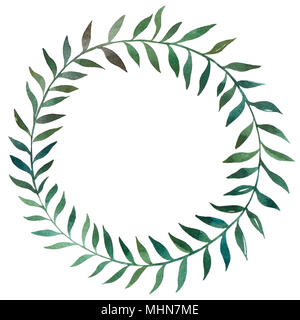 Hand drawn watercolor illustration of spring wreaths. Round graphic elements for wedding branding, invitations, gift card. Isolated on white backgroun Stock Photo