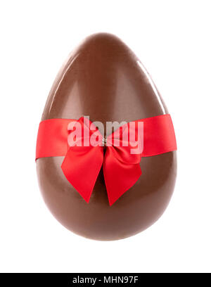 unwrapped chocolate easter egg with bow Stock Photo