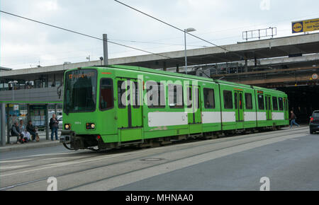 ÜSTRA Hannoversche Verkehrsbetriebe AG operated 260 of these TW 6000 class trams on a number of routes through Hannover. passes under the main station Stock Photo