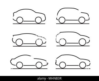 Set of black cars icons. Vector Illustration. Stock Photo