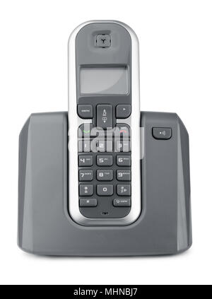 Front view of wireless dect phone on charging station isolated on white Stock Photo