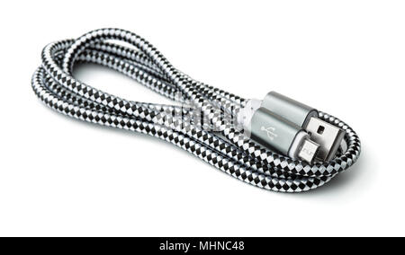 USB to micro USB cable isolated on white Stock Photo