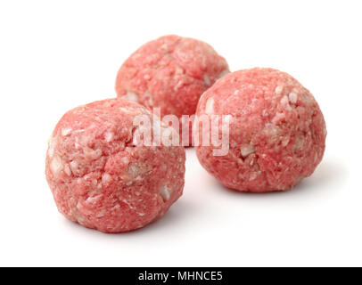 Fresh raw meatballs isolated on white Stock Photo