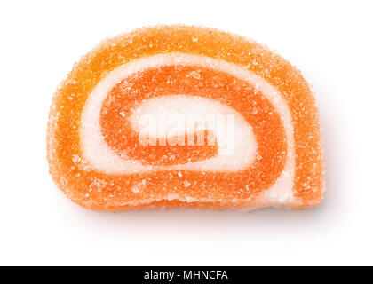 Top view of orange fruit  jelly candy isolated on white Stock Photo