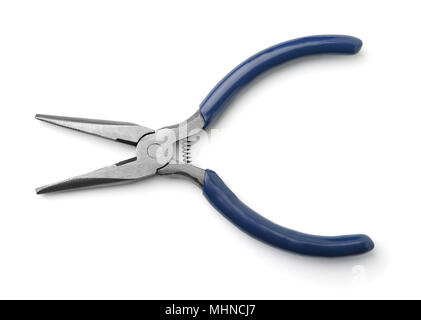 Top view of long nose pliers with spring isolated on white Stock Photo