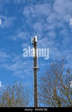 Technology, constructions,electronics and mobile concept networks: sector antennas for base stations for mobile phones.BTS - Base Transceiver Station Stock Photo