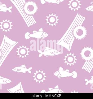 Seamless pattern with inflatable mattress, inflatable circle. Summer leisure. Stock Vector