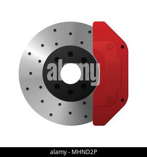 The brake disc and the caliper of the car Stock Vector