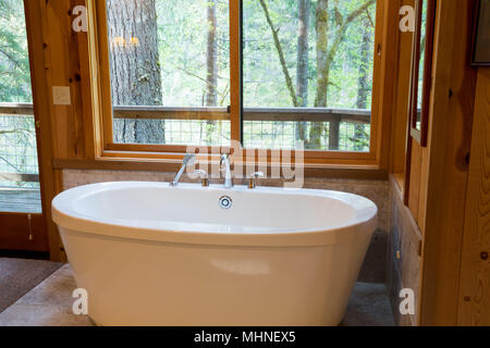 Soaking Bath Tub in Cabin Stock Photo