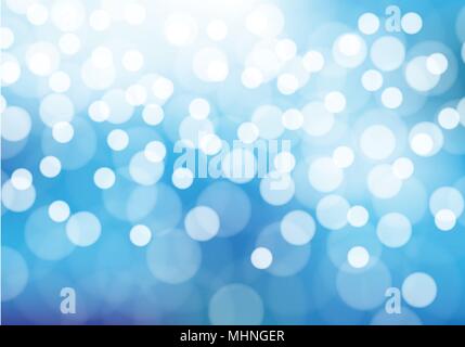 Abstract white bokeh on blue night background vector illustration. Stock Vector