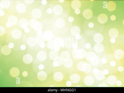 Abstract yellow bokeh light on green background vector illustration. Stock Vector