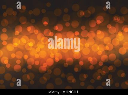 Abstract orange bokeh light night background vector illustration. Stock Vector