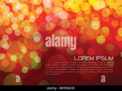 Abstract colors bokeh light on red night for festival party celebration vector illustration. Stock Vector