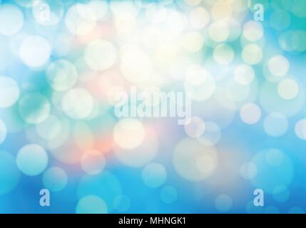 Abstract soft colors bokeh on blue background vector illustration. Stock Vector