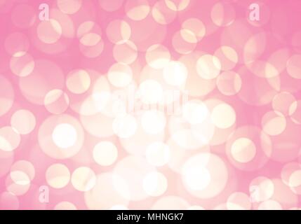 Abstract yellow bokeh light on soft pink background vector illustration. Stock Vector