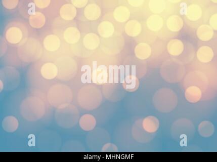 Abstract soft yellow bokeh light on blue luxury background vector illustration. Stock Vector