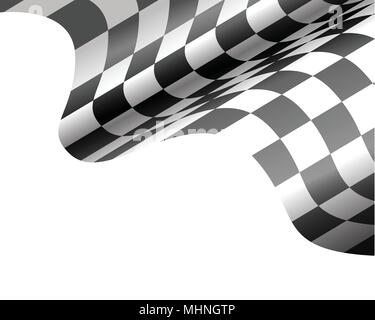 Checkered flag wave on white design race background vector illustration. Stock Vector