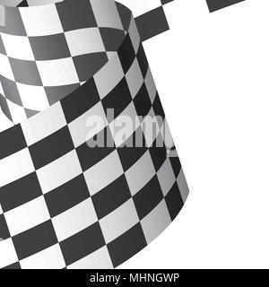 Checkered flag wave on white design race background vector illustration. Stock Vector