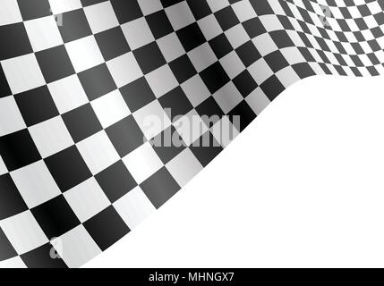 Checkered flag wave on white design race background vector illustration. Stock Vector