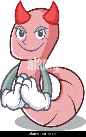 Devil worm mascot cartoon style Stock Vector