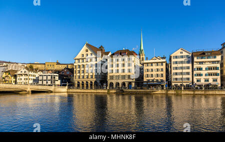 Buildings at the embankment of Zurich - Switzerland Stock Photo